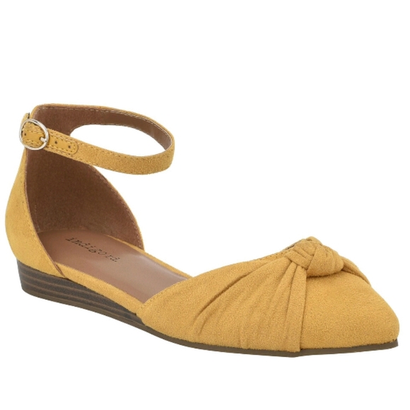 $5.95 SHIP Indigo Rd. Knot Detail Ankle Strap Pointed Toe Gloree Flats - Picture 1 of 12